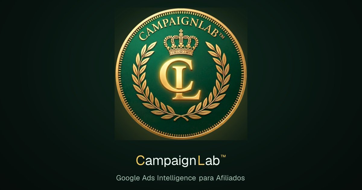 Logo do CampaignLab: moeda dourada com as iniciais CL, coroa e louros — Google Ads Intelligence para Afiliados